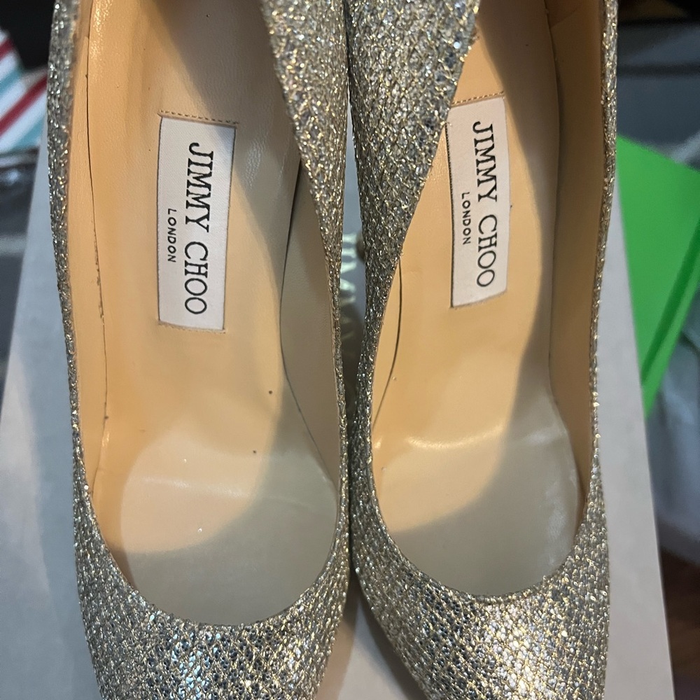 Jimmy Choo Sparkling Silver Heels